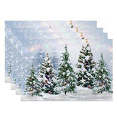 Aperturee - Aperturee Colorful Lights Trees Snow Xmas Set Of 4 Placemats