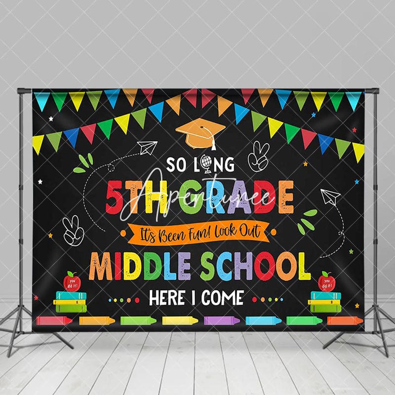 Aperturee - Aperturee Colorful Look Out Middle School Cheers Grad Backdrop