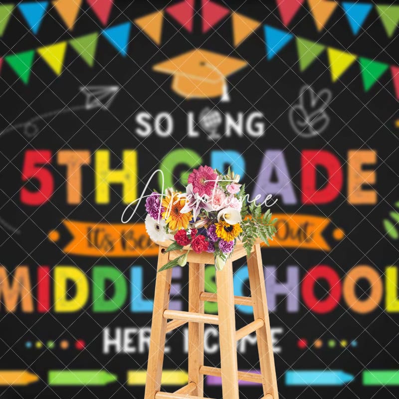 Aperturee - Aperturee Colorful Look Out Middle School Cheers Grad Backdrop