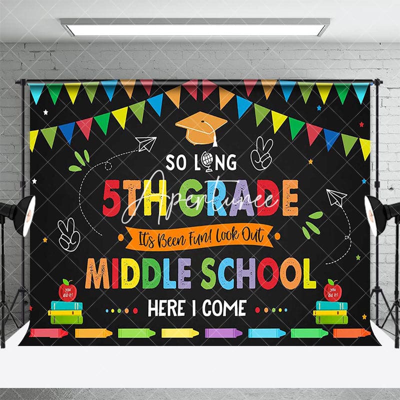 Aperturee - Aperturee Colorful Look Out Middle School Cheers Grad Backdrop