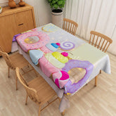 Aperturee - Aperturee Colorful Macaron Pattern Tablecloth Sweet French Patisserie Decor for Bakery Cafe or Birthday Party