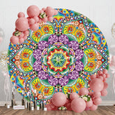Aperturee - Aperturee Colorful Mandala Floral Round Ethiopian Backdrop