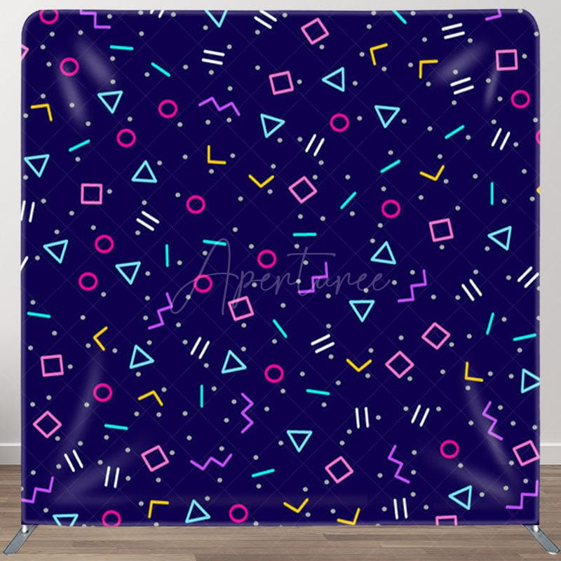 Aperturee - Aperturee Colorful Math Symbols Dark Blue Backdrop For Party
