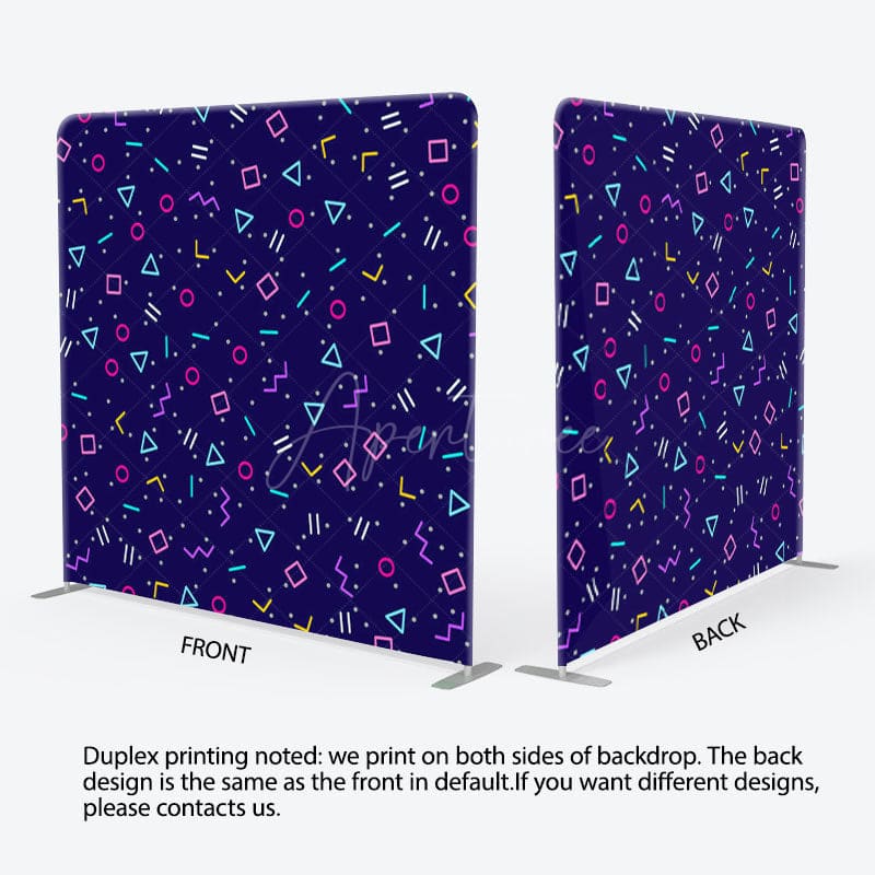 Aperturee - Aperturee Colorful Math Symbols Dark Blue Backdrop For Party