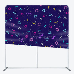 Aperturee - Aperturee Colorful Math Symbols Dark Blue Backdrop For Party