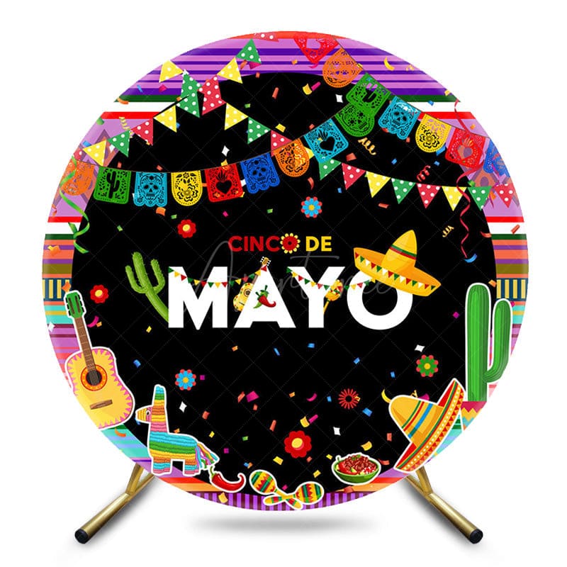 Aperturee - Aperturee colorful Mexican cinco de mayo round party backdrop
