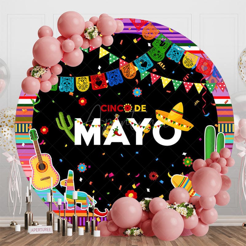 Aperturee - Aperturee colorful Mexican cinco de mayo round party backdrop