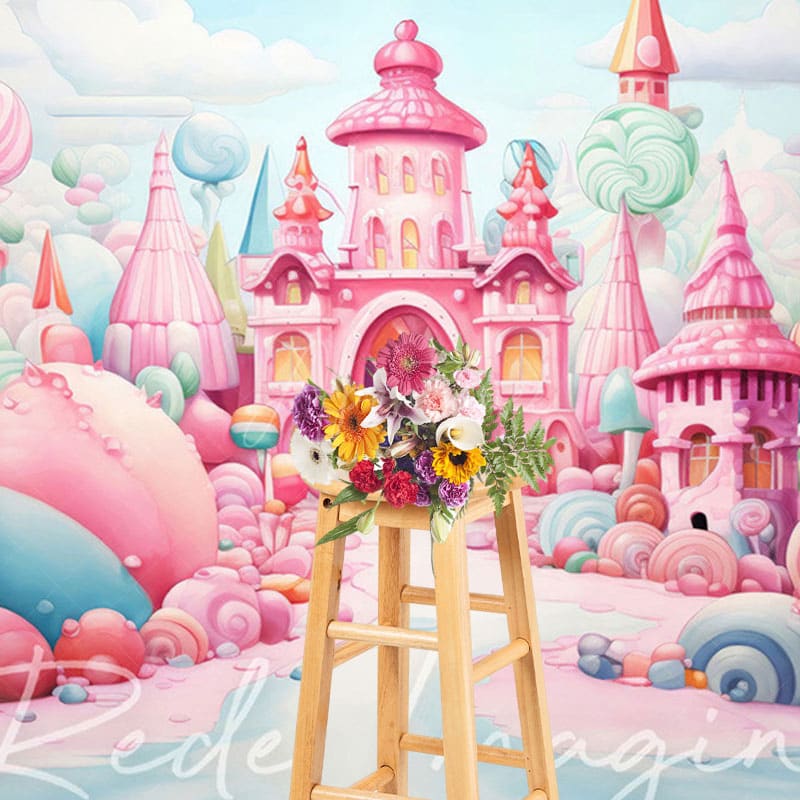 Aperturee - Aperturee Colorful Minty Ice Kingdom Cake Smash Photo Backdrop