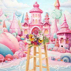 Aperturee - Aperturee Colorful Minty Ice Kingdom Cake Smash Photo Backdrop