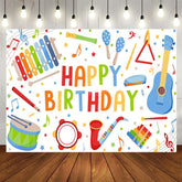 Aperturee - Aperturee Colorful Musical Instrument Happy Birthday Backdrop