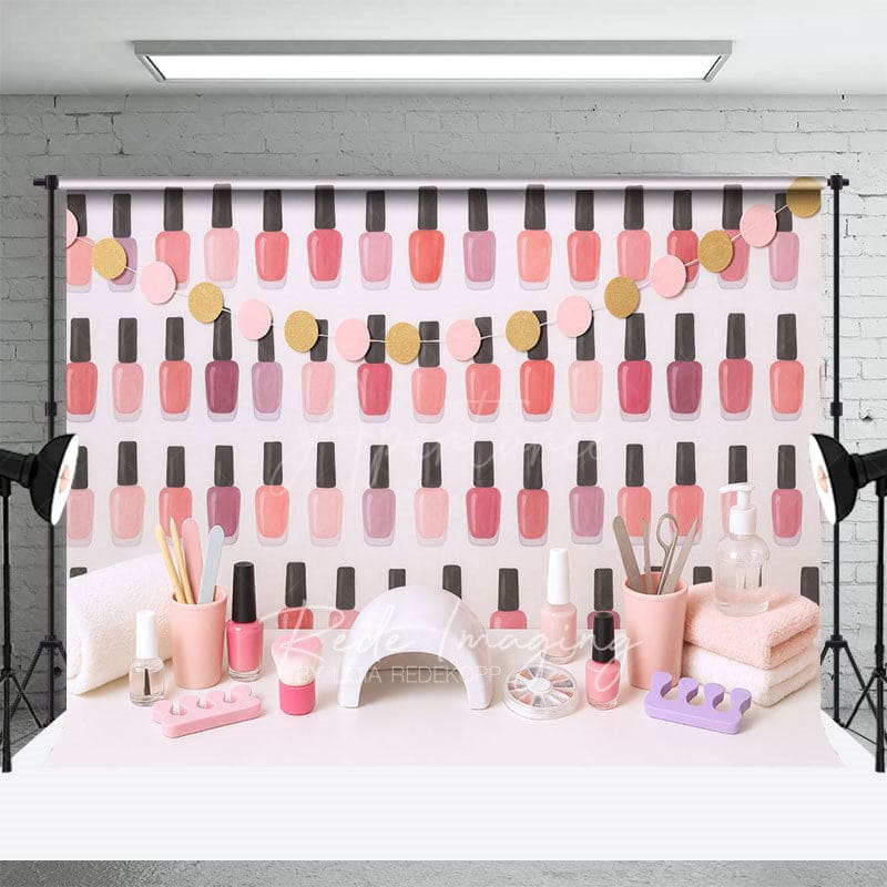 Aperturee - Aperturee Colorful Nail Salon Girls Cake Smash Photo Backdrop