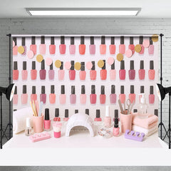 Aperturee - Aperturee Colorful Nail Salon Girls Cake Smash Photo Backdrop