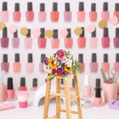 Aperturee - Aperturee Colorful Nail Salon Girls Cake Smash Photo Backdrop