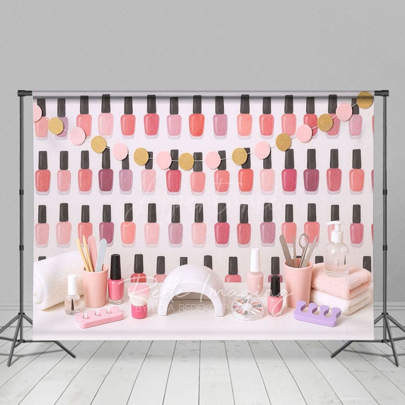 Aperturee - Aperturee Colorful Nail Salon Girls Cake Smash Photo Backdrop