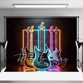 Aperturee - Aperturee Colorful Neon Electric Guitar Stage Photo Backdrop