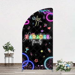 Aperturee - Aperturee Colorful Neon Karaoke Birthday Party Arch Backdrop