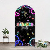 Aperturee - Aperturee Colorful Neon Karaoke Birthday Party Arch Backdrop