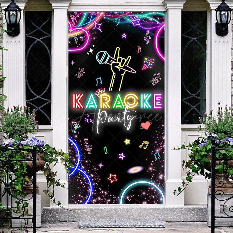 Aperturee - Aperturee Colorful Neon Microphone Karaoke Party Door Cover