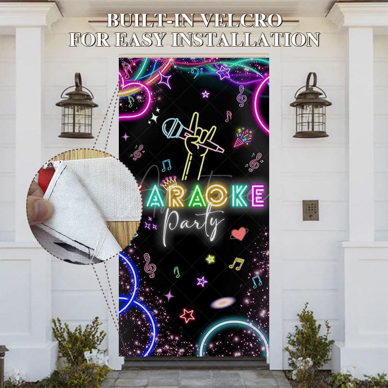 Aperturee - Aperturee Colorful Neon Microphone Karaoke Party Door Cover