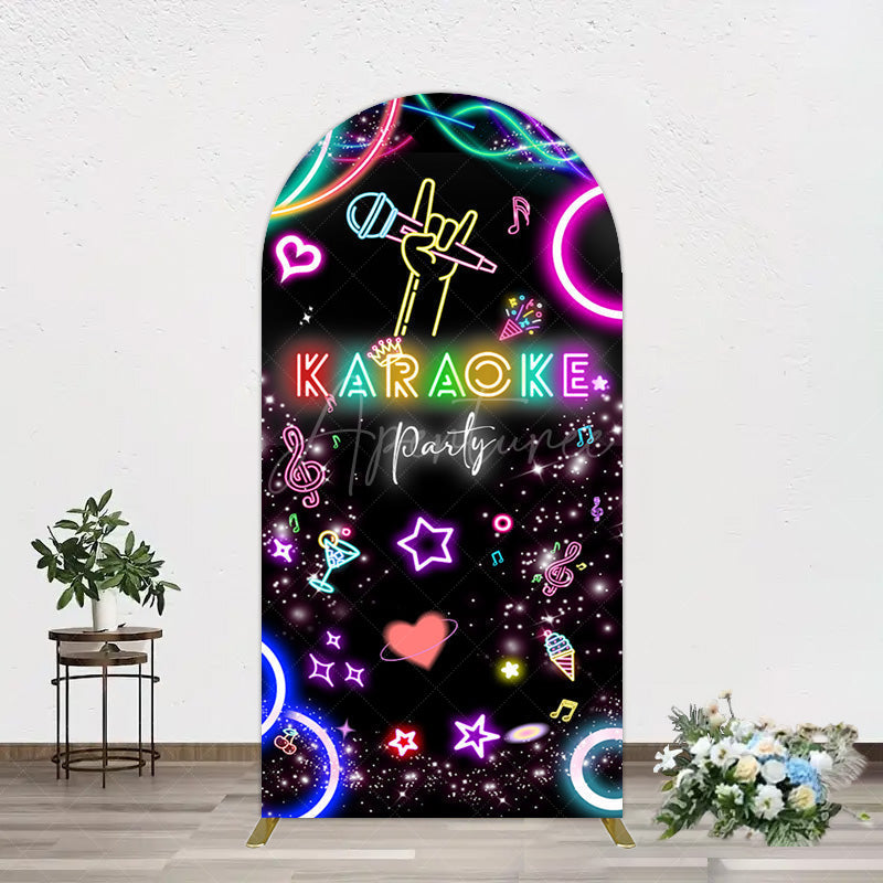 Aperturee - Aperturee Colorful Neon Musical Karaoke Party Arch Backdrop