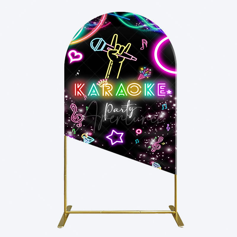 Aperturee - Aperturee Colorful Neon Musical Karaoke Party Arch Backdrop