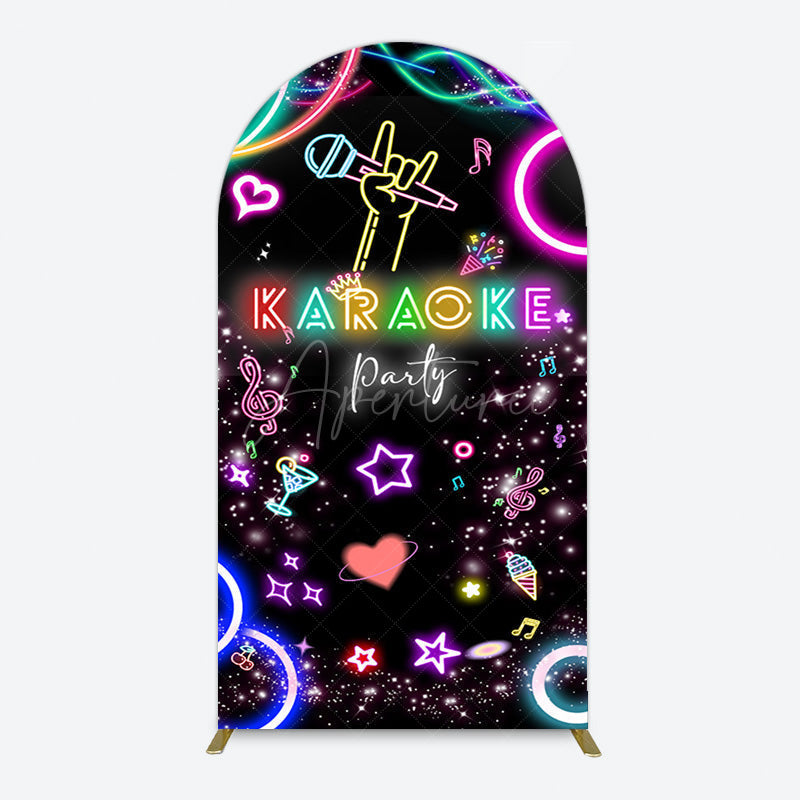 Aperturee - Aperturee Colorful Neon Musical Karaoke Party Arch Backdrop