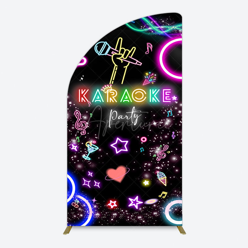 Aperturee - Aperturee Colorful Neon Musical Karaoke Party Half Moon Arch Backdrop
