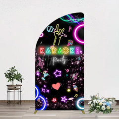 Aperturee - Aperturee Colorful Neon Musical Karaoke Party Half Moon Arch Backdrop