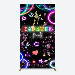 Aperturee - Aperturee Colorful Neon Musical Karaoke Party Rectangle Backdrop