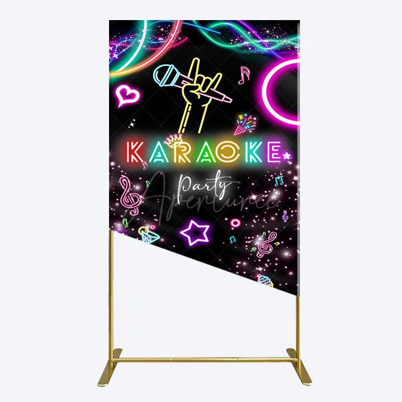 Aperturee - Aperturee Colorful Neon Musical Karaoke Party Rectangle Backdrop