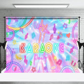 Aperturee - Aperturee Colorful Neon Note Musical Karaoke Party Backdrop