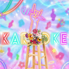 Aperturee - Aperturee Colorful Neon Note Musical Karaoke Party Backdrop