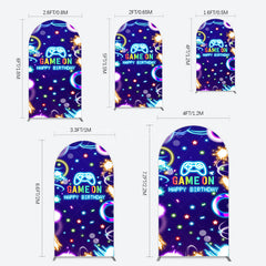 Aperturee - Aperturee Colorful Neon Stars Game On Birthday Arch Backdrop