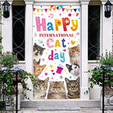 Aperturee - Aperturee Colorful Note Heart International Cat Day Door Cover