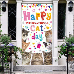 Aperturee - Aperturee Colorful Note Heart International Cat Day Door Cover