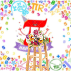 Aperturee - Aperturee Colorful Numbers Pie White Happy Pi Day Backdrop