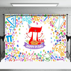 Aperturee - Aperturee Colorful Numbers Pie White Happy Pi Day Backdrop