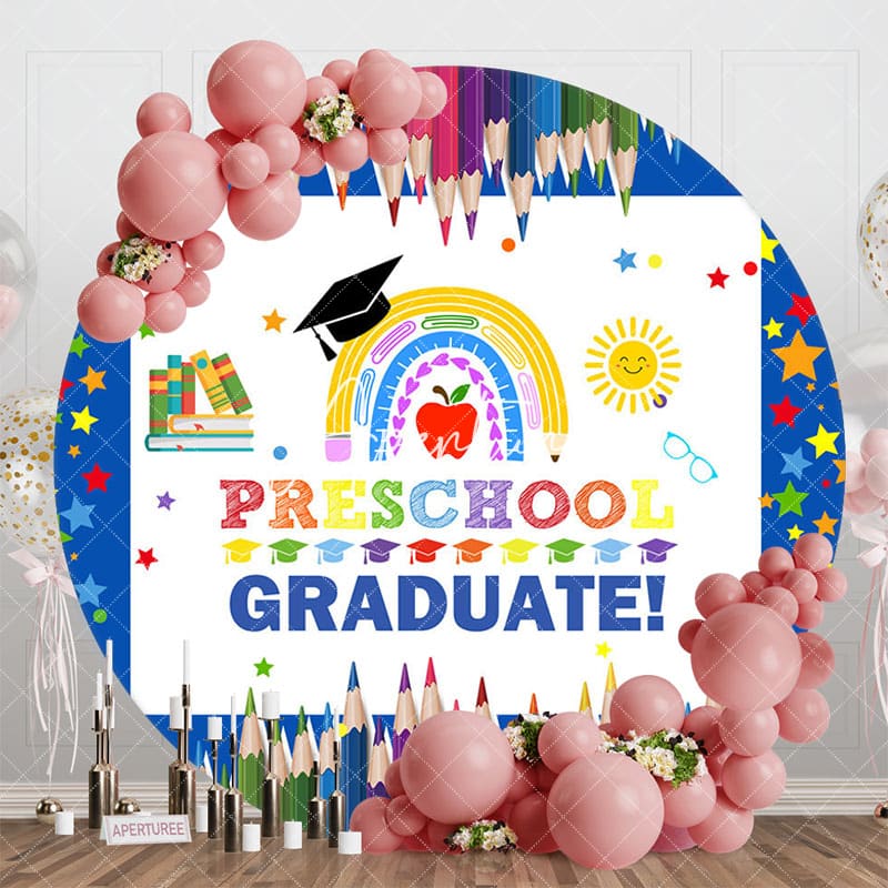 Aperturee - Aperturee Colorful Paint Pen Preschool Graduate Round Backdrop