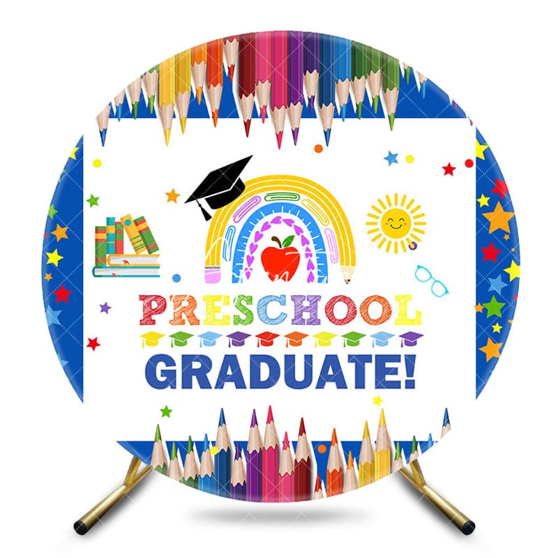Aperturee - Aperturee Colorful Paint Pen Preschool Graduate Round Backdrop