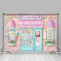 Aperturee - Aperturee Colorful Painted Ice Cream Shoppe Cake Smash Backdrop