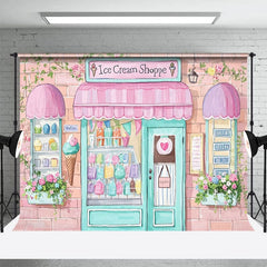 Aperturee - Aperturee Colorful Painted Ice Cream Shoppe Cake Smash Backdrop