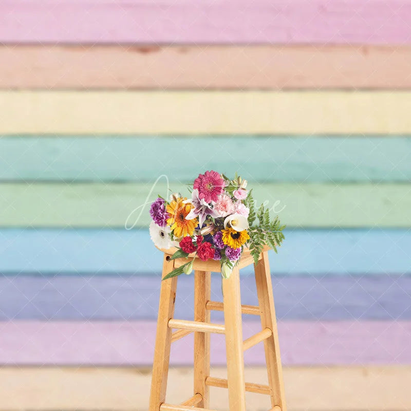 Aperturee - Aperturee Colorful Painted Wood Grain Photography Backdrop