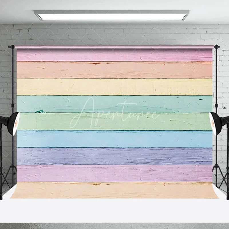 Aperturee - Aperturee Colorful Painted Wood Grain Photography Backdrop
