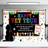 Aperturee - Aperturee Colorful Paw Print Happy Vet Tech Thank You Backdrop