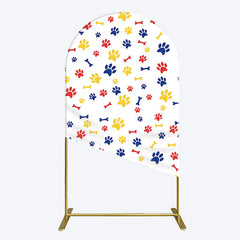 Aperturee - Aperturee Colorful Pet Paw Print Happy Birthday Arch Backdrop