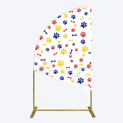 Aperturee - Aperturee Colorful Pet Paw Print Happy Birthday Half Moon Arch Backdrop