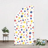Aperturee - Aperturee Colorful Pet Paw Print Happy Birthday Half Moon Arch Backdrop