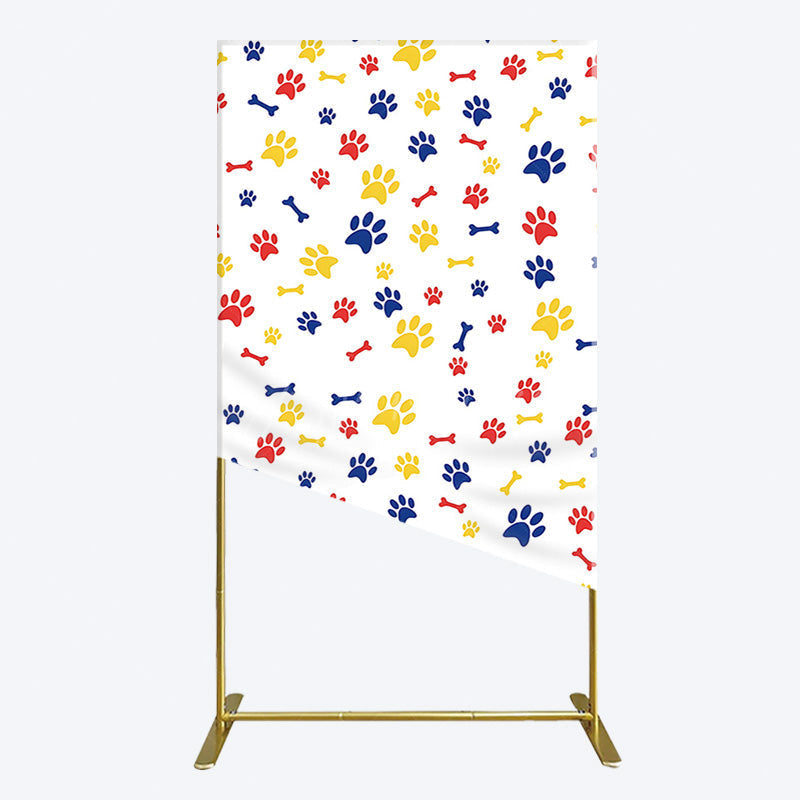Aperturee - Aperturee Colorful Pet Paw Print Happy Birthday Rectangle Backdrop