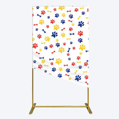 Aperturee - Aperturee Colorful Pet Paw Print Happy Birthday Rectangle Backdrop