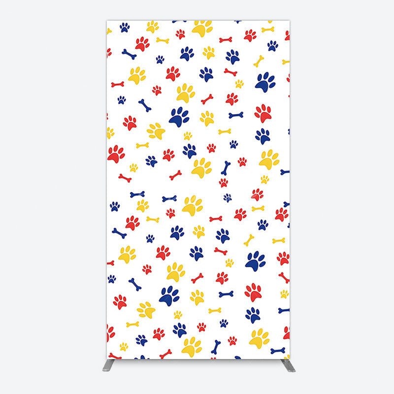 Aperturee - Aperturee Colorful Pet Paw Print Happy Birthday Rectangle Backdrop